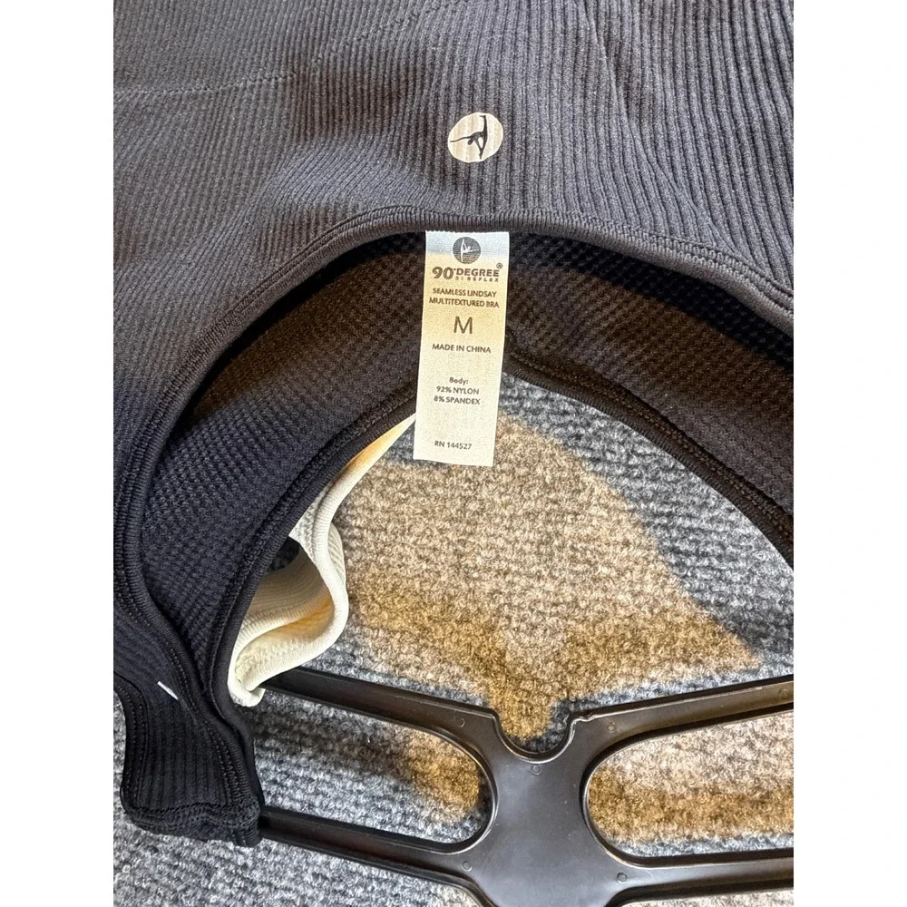 90 Degree by Reflex 2pk Seamless Lindsay Multi-Textured Bras Black Cream Medium